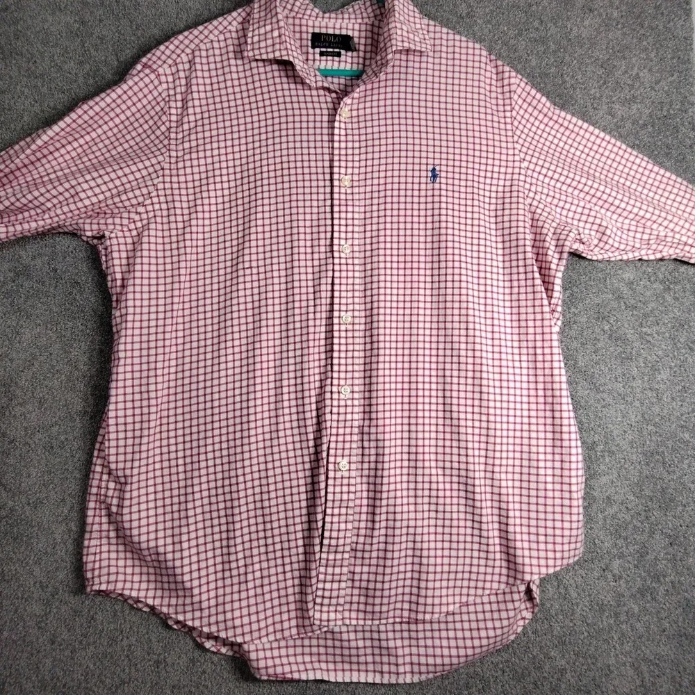 Polo Ralph Lauren Mens Classic Fit Check Shirt Size XL Red Button Down Cotton